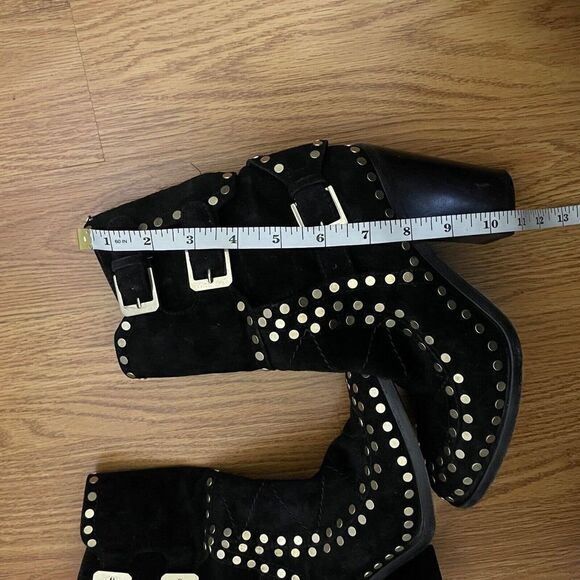 Laurence Dacade Paris black leather suede studded buckle boots size 37 - Picture 13 of 14